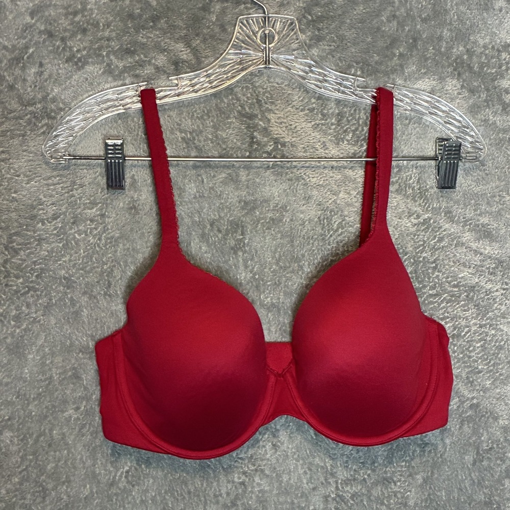Victorias Secret Womens Body Lined Perfect Coverage 34DD Red Sexy Stretch